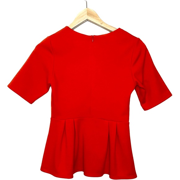 ASOS PEPLUM SHORT SLEEVE TOP IN BURNT RED SIZE 2 - Picture 2 of 6